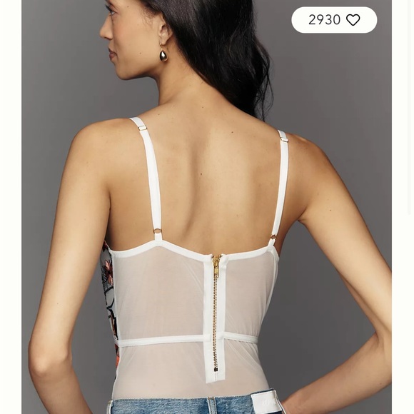 By Anthropologie Floral Mesh Bodysuit - NWT - XS - Picture 3 of 8